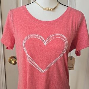 ST. JOHN'S BAY BRAND WOMEN'S RED SHORT SLEEVES HEART T-SHIRT SIZE MEDIUM